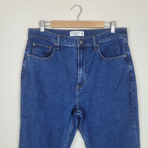 Abercrombie & Fitch Jeans 32 14 XL Blue Denim Ankle Straight Ultra High Rise - Picture 2 of 8